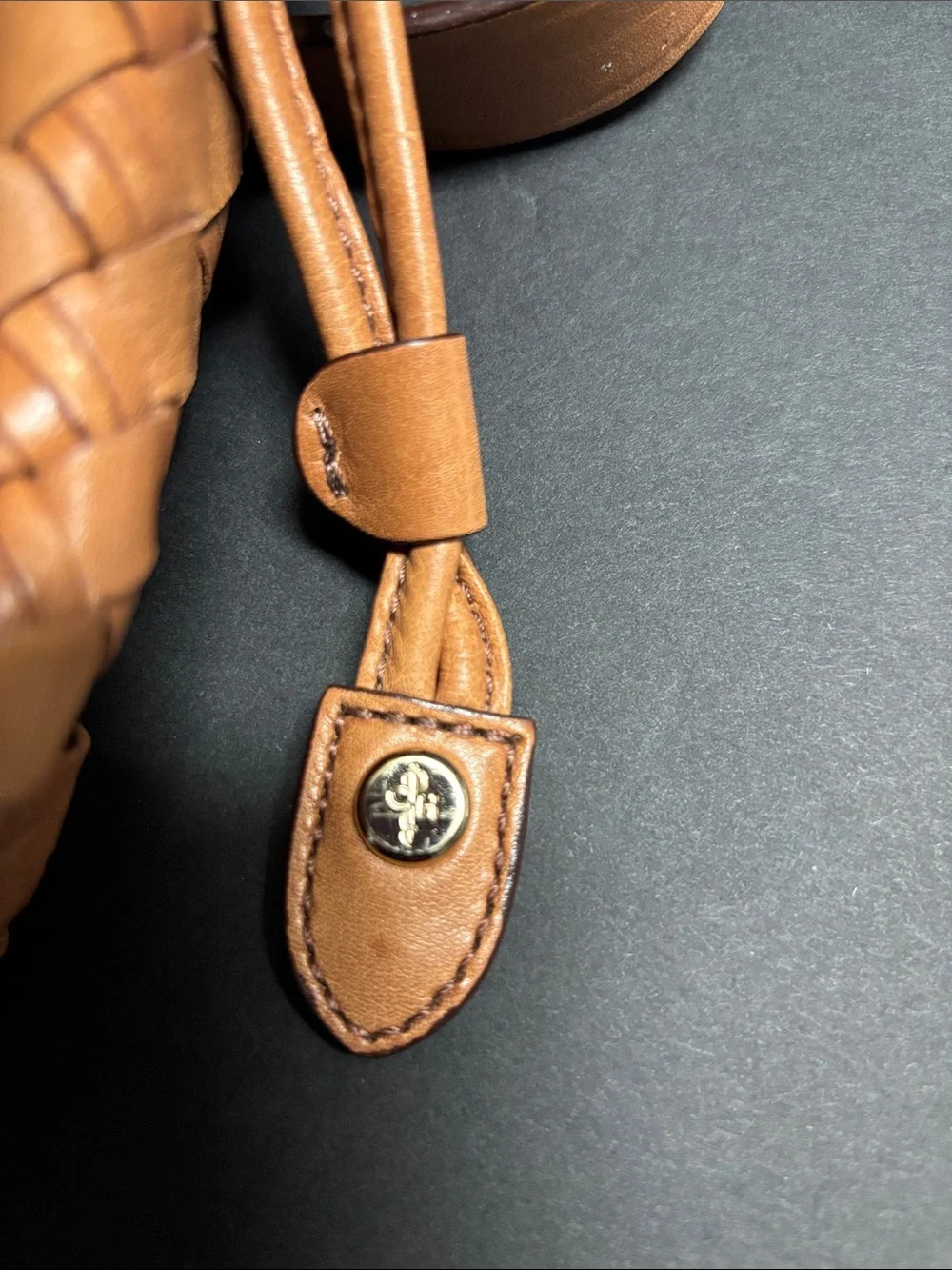 Cole Haan Woven Leather Hobo Bag - Cognac Tan